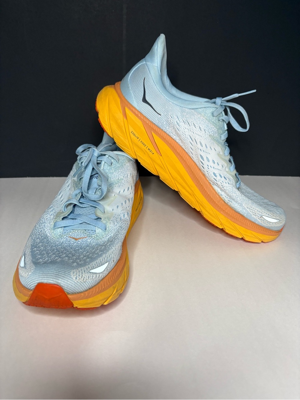 Hoka Women's Light Blue and Orange Running Shoes size 9.5B (medium width)